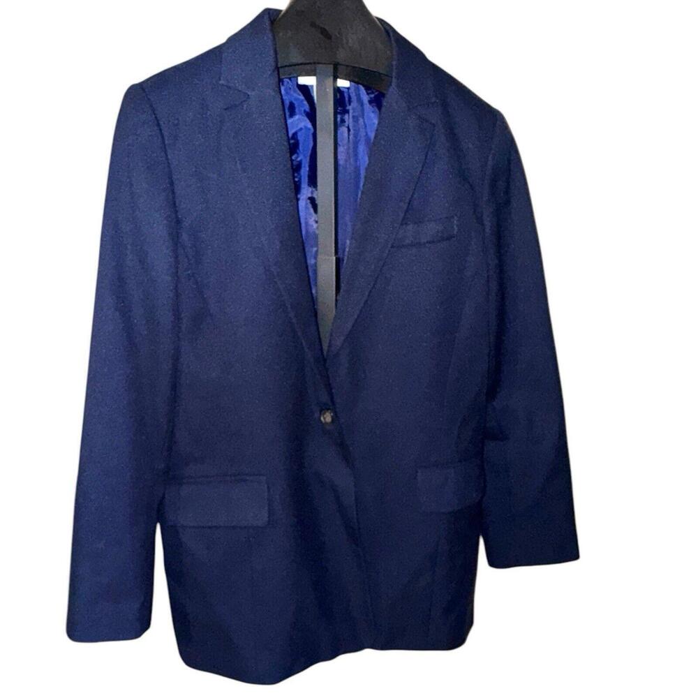 Vintage Orvis Women's 1 Button Boxy Blazer Jacket Long Sleeve Blue Size 16